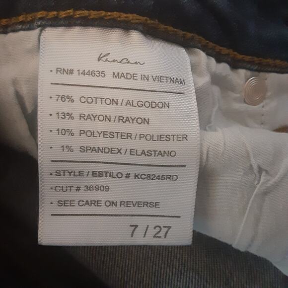 Kancan Jeans Womens 7/27 Distressed Raw Hem Mid Rise Medium Wash - Picture 6 of 11